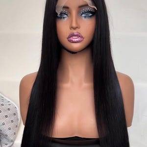 Natural Black Silk Straight Closure Human Hair Wigs Brazilian Raw Hair Glueless HD Lace Pre Bleached Pre Cut Closure Wig For Women