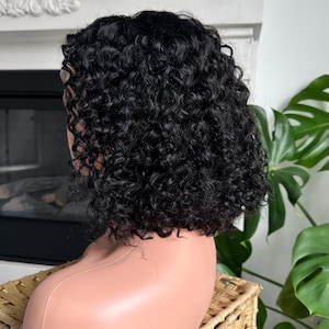 Curly Bob Wig 100% Human Hair Wig for Women Lace Frontal Bob Wig 12inch
