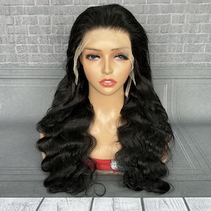 Natural Black Body Wave Lace Front Human Hair Wigs Brazilian Remy Hair Transparent Lace Frontal Wig For Women Glueless Pre Plucked Wigs