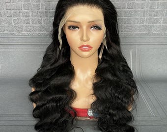 Black Body Wave Lace Front Human Hair Wig, Glueless Remy Hair