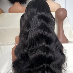 Natural Black Body Wave Lace Front Human Hair Wigs Brazilian Remy Hair Transparent Lace Frontal Wig For Women Glueless Pre Plucked Wigs 24&quot;