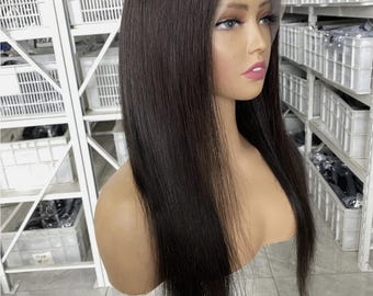 22" Black Straight Human Hair Wig: HD Lace Front, Glueless