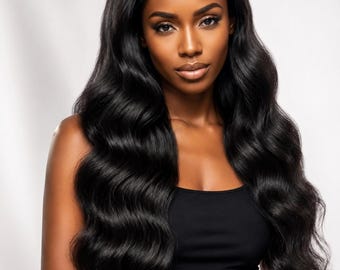 Natural Black Body Wave Lace Front Human Hair Wigs Brazilian Remy Hair Transparent Lace Frontal Wig For Women Glueless Pre Plucked Wigs 28"