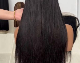 Black Silk Straight Lace Front Human Hair Wigs 24 inches Brazilian Remy Raw Hair Glueless Transparent HD Lace Frontal Wig For Women 24"