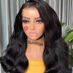 Natural Black Body Wave Lace Front Human Hair Wigs Brazilian Remy Hair Transparent Lace Frontal Wig For Women Glueless Pre Plucked Wigs