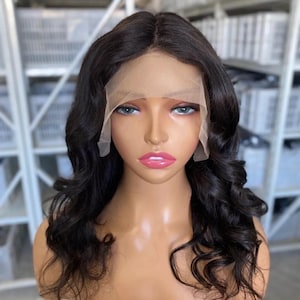 13x4 Lace Frontal Wig, BOB wig, bodywave wig, black wavy hair, wavy human hair wig, alopecia wig, chemo wig, hair loss, mom gift, women wig