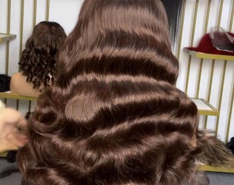 Full Virgin Human Hair | Brown Body Wave Glueless HD Lace Front Wig Ready to Ship