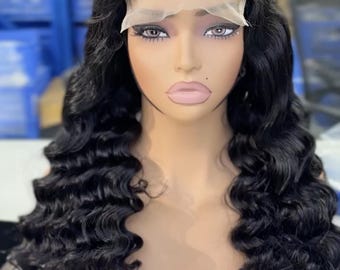 Wig Deep Wave Human Hair Wig Lace Front 13x4 Curly for Black Women 20 inches