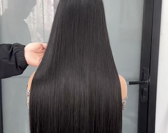 28 Inch 13x4 Lace Frontal Wig Black Straight Human Hair Wig 180 Density Glueless Pre Plucked Lace Front Wig