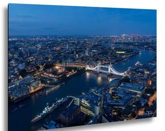 London Shard View Photo Tower Bridge Thames River Blue Hour Cityscape Print