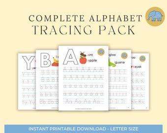 Alphabet Tracing Worksheets A–Z | Preschool Handwriting Practice Printables | Uppercase & Lowercase Tracing Letters for Pre-K
