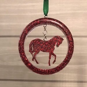 Glitter Horse Ornament, Floating Horse Ornament, Cowgirl Horse Ornament, Christmas Horse Ornament