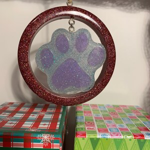 Glitter Paw Ornament, Floating Paw Ornament, Doggie Ornament, Christmas Dog Ornament