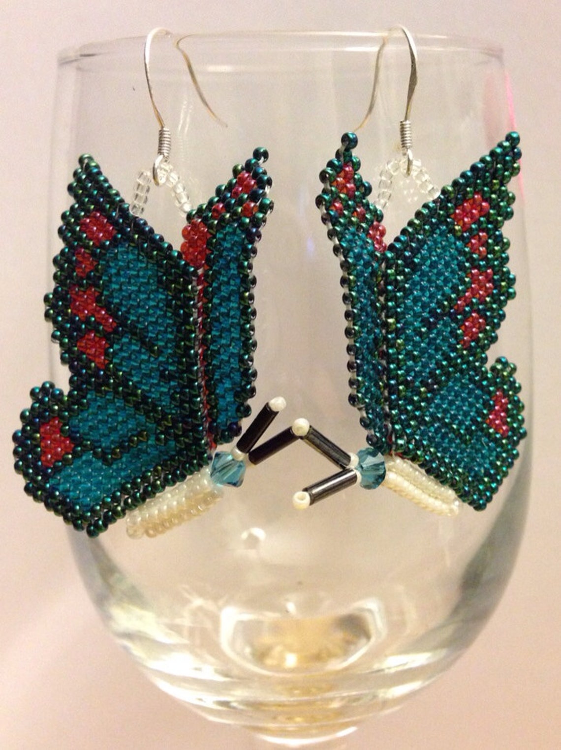 Butterfly Earrings Beaded Butterfly Earrings Custom Etsy