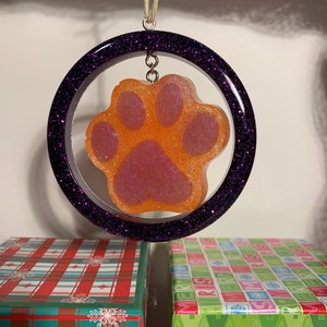 Glitter Paw Ornament, Floating Paw Ornament, Doggie Ornament, Christmas Dog Ornament