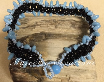 Blue Bracelet - Beaded Bracelet - Blue Beaded Bracelet - Blue Bead Bracelet - Braided Bracelet - Braided Jewelry - Light Blue Jewelry