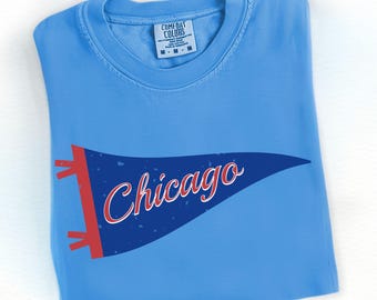 Vintage Chicago Baseball Pennant Tee - Comfort Colors Fan T-Shirt