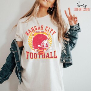 Vintage Kansas City Football Sweatshirt or Shirt: Comfort Colors, KC Game Day Apparel Ivory