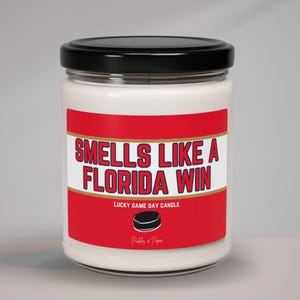 Florida Hockey Candle Gift, Hockey Fan Gift, Game Day Sports, Panthers Fan, Hockey Team Man Cave Decor, Hockey Playoffs