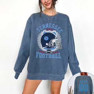 Personalized Tennessee Football Sweatshirt: Vintage Comfort Colors Unisex Oversized Crewneck