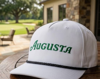 Augusta Golf Hat, Embroidered Golf Hat, Golf Fan Ball Cap, Golf Snapback White Hat, Golfing Baseball Cap