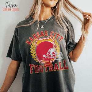 Vintage Kansas City Football Sweatshirt or Shirt: Comfort Colors, KC Game Day Apparel zdjęcie 6