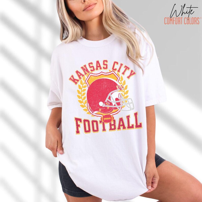 Vintage Kansas City Football Sweatshirt or Shirt: Comfort Colors, KC Game Day Apparel zdjęcie 7