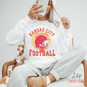 Vintage Kansas City Football Sweatshirt or Shirt: Comfort Colors, KC Game Day Apparel White