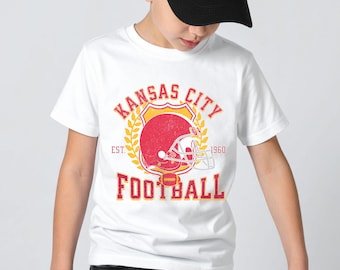 Kansas City Football Youth T-Shirt: Retro Helmet, Varsity Style