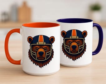 Chicago Football Mascot Mug: Vintage Fan Coffee Cup, 15oz