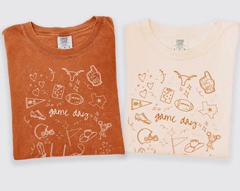 Texas Game Day Doodles T-Shirt: Comfort Colors Collegiate Tee