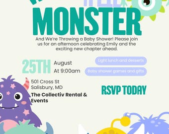 We Created a Lil Monster Baby Shower Invitation | Funny Invite | Editable Canva Template