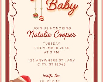 Santa Baby" Christmas Baby Shower Invitation Canva Template