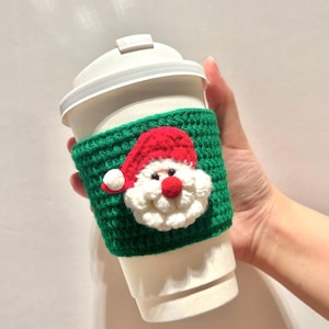 Tazza da caffè di Natale / Tazza da caffè di Babbo Natale / Manicotto da caffè all&#39;uncinetto / Copritazza / Copritazza da caffè / Copritazza all&#39;uncinetto