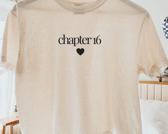 Camiseta personalizada para fiesta de 16 cumpleaños, regalo para adolescente, colores cómodos, camiseta holgada, top corto, camiseta para amantes de los libros, camiseta personalizada para fiesta del capítulo 16.