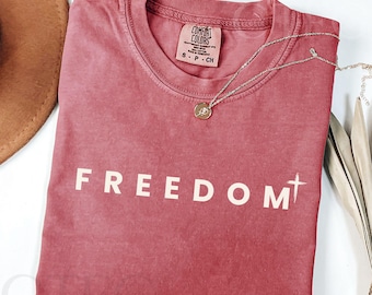 Comfort Colors® Cross Freedom Shirt: 100% Cotton Unisex Christian Tee