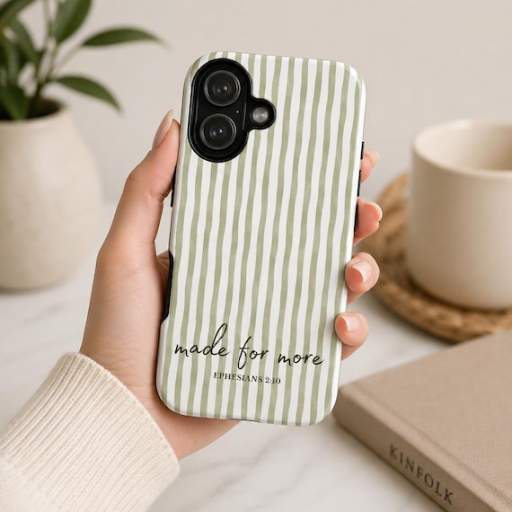 Striped Christian Phone Case iPhone 17 16 15 Samsung Galaxy S26 S25 S24 Google Pixel 9 Bible Verse Christian Gift Inspirational Phone Cover