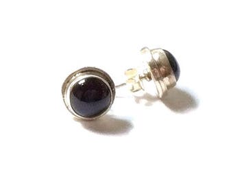 Garnet Post , 12MM Genuine Garnet Earrings , Sterling Silver Earrings , Garnet Post Earrings , Gift For Her