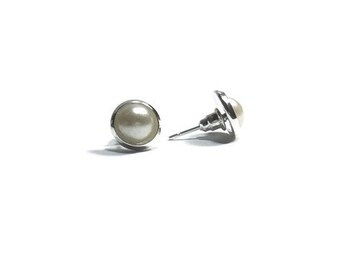 Pearl Post Earrings ,  Silver Stud Earrings