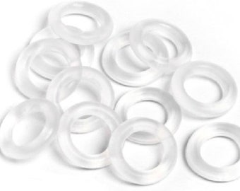 8MM White Rubber Stopper Jump  O Rings  ,  25 pcs