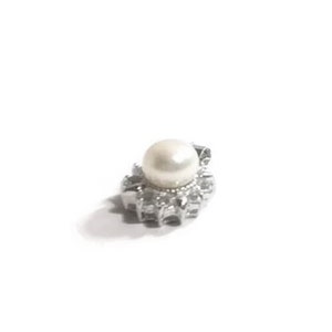 Genuine Pearl and Cubic Zirconia Pendant, 925 Silver Chain