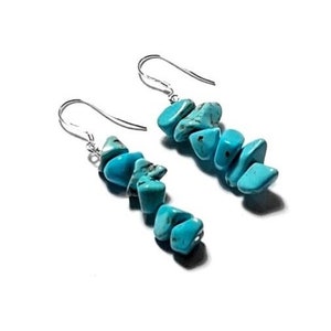 Turquoise Earrings, Turquoise Nuggets, Sterling Silver Ear Wires