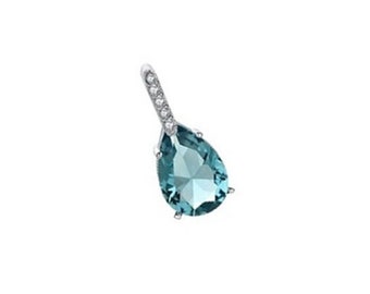 Blue Topaz  Pendant, Teardrop Pendant , 925 Silver Chain