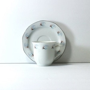 Demitasse Cup and Saucer, Silver Trim,  Made In  Liling China, Vintage China