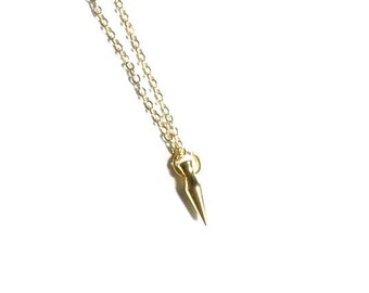Gold  Spike  Bullet Shaped Pendant Necklace