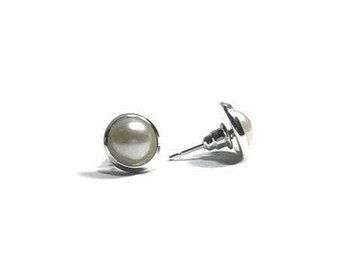 Pearl Post Earrings,  Sterling Silver Stud Earrings