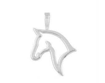 Silver Horse Head Pendant, 925 Silver Chain