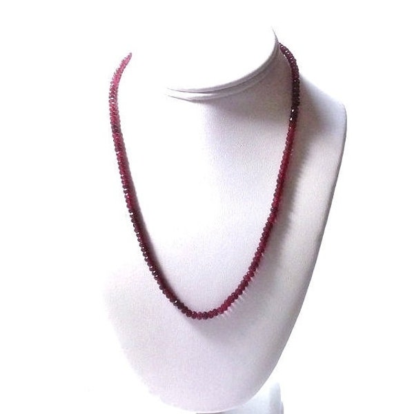 Faceted Brazil Ruby Red Rondelle Necklace