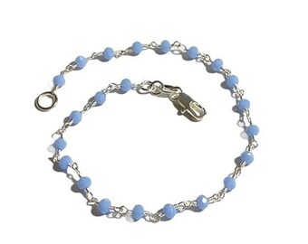 Blue Chalcedony Bracelet: Sterling Silver Clasp