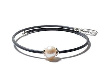 Freshwater Pearl Wrap Bracelet: Silver Filled Beads